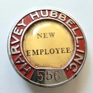 Vintage Harvey Hubbell Inc worker badge New employee pin brooch new employee